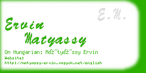 ervin matyassy business card